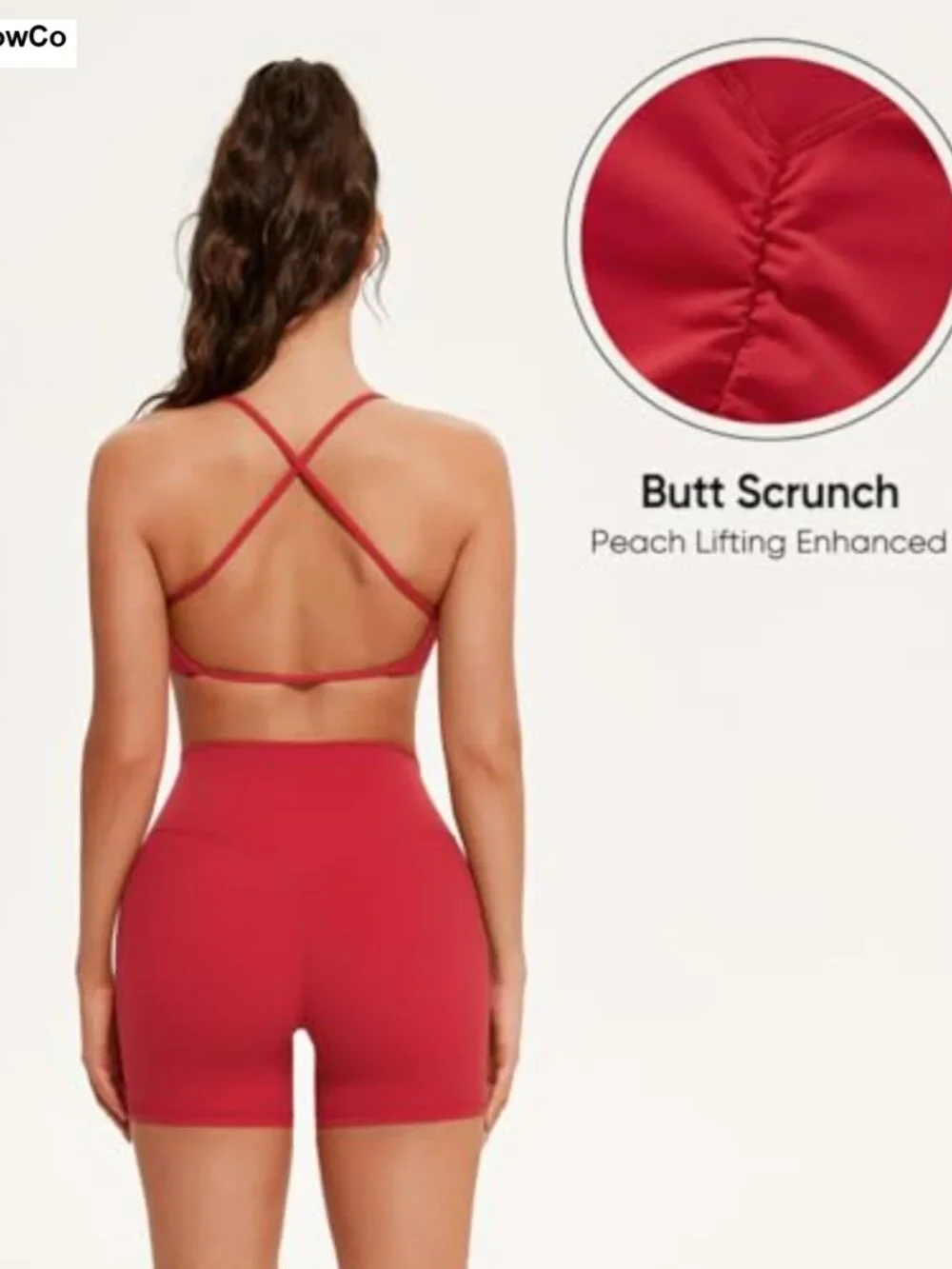 2pc Strappy Sports Bra Scrunch Biker Shorts Set